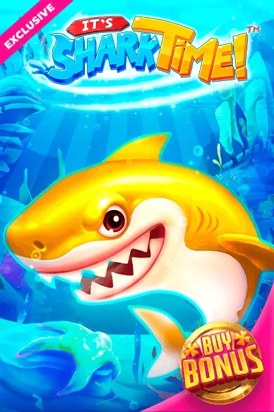 Χαριτωμένο παιχνιδι "It's Shark Time!" με χρυσό καρχαρία και επιλογή αγοράς μπόνους