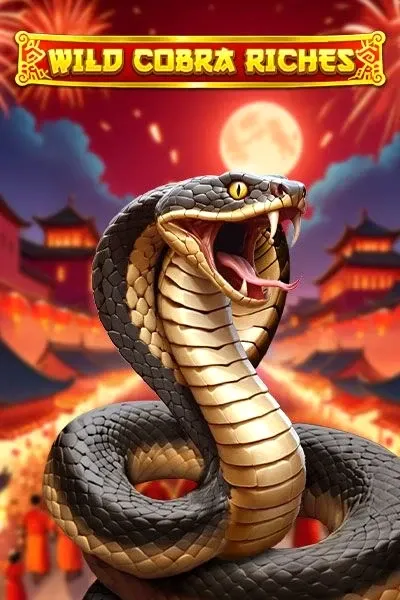 Κλείδωμα φιδιού Wild Cobra Riches πίσω από κάστρο με το φεγγάρι στο παρασκήνιο